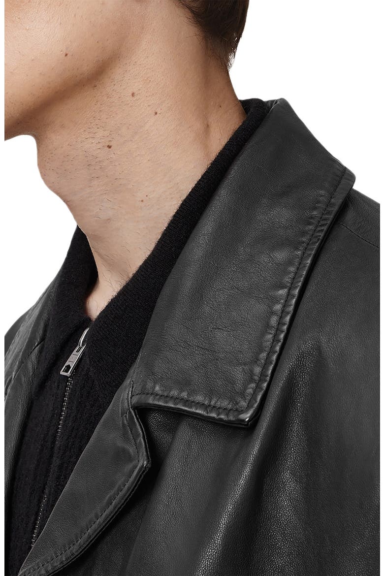 Bradwell Boxy Leather Coat, Alternate, color, BLACK