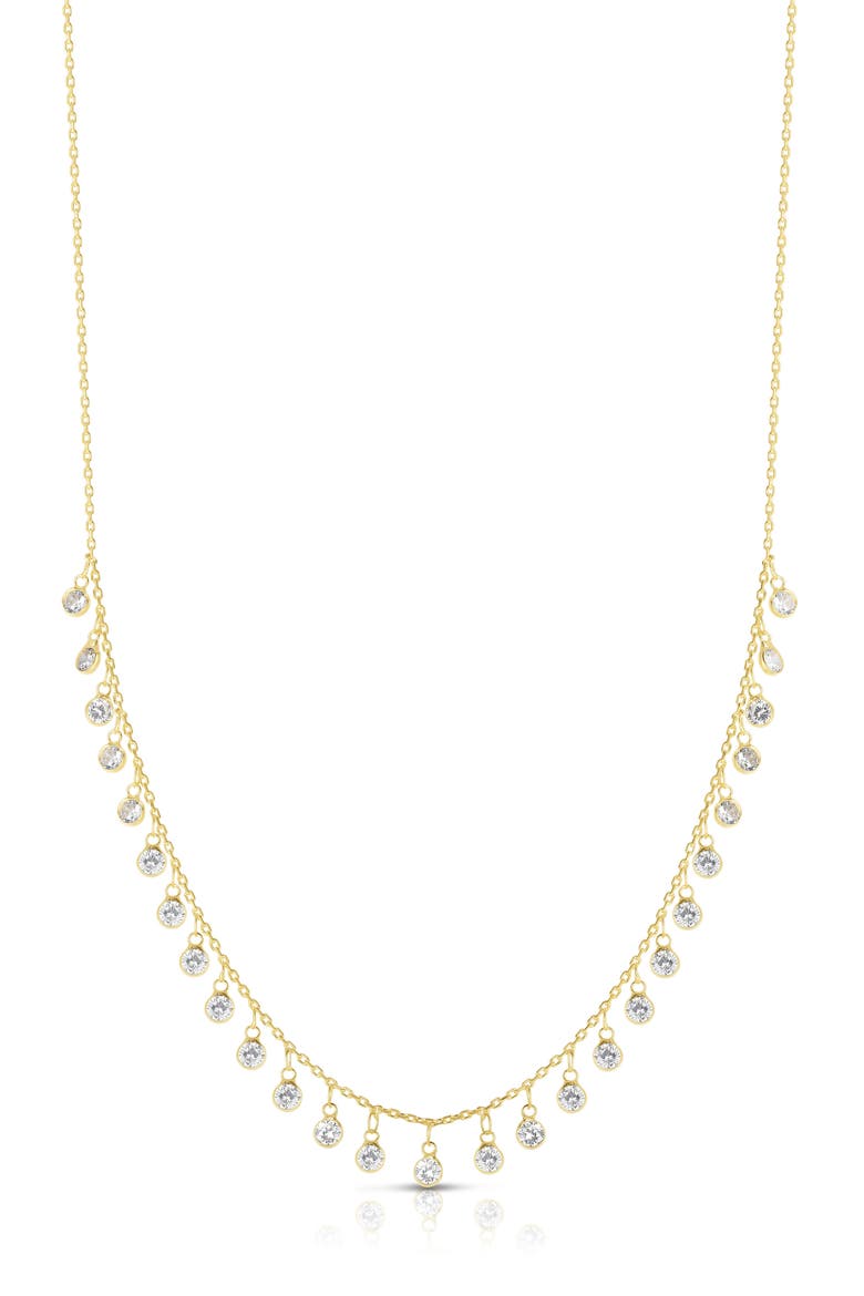 Cubic Zirconia Charm Frontal Necklace, Main, color, GOLD