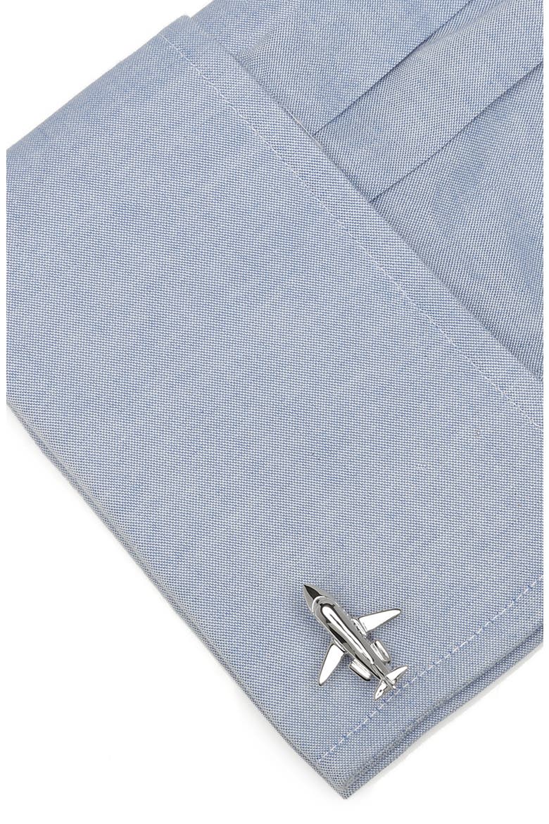 Private Jet Cuff Links, Alternate, color, SILVER