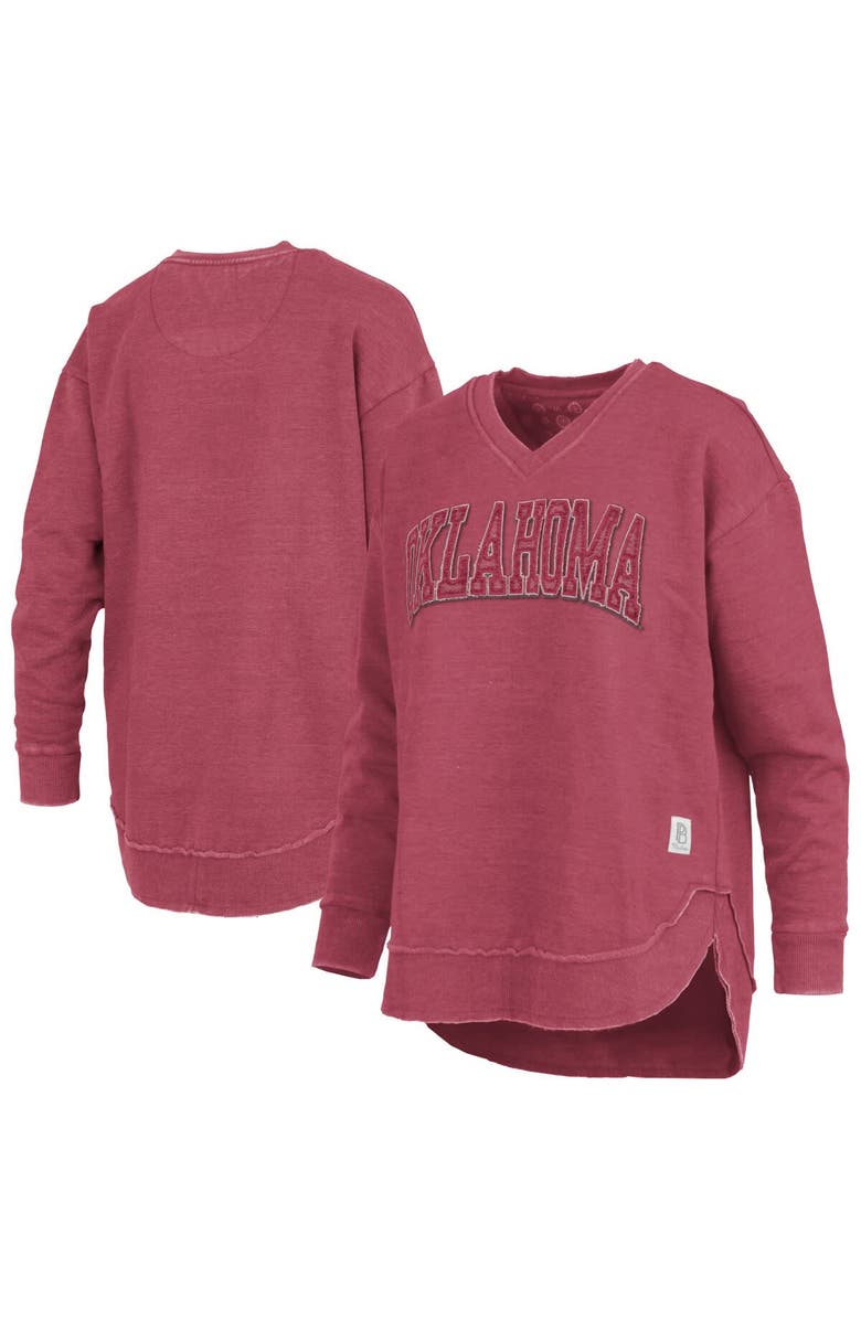 PRESSBOX Women's Pressbox Crimson Oklahoma Sooners Westin Poncho V-Neck Pullover Sweatshirt, Alternate, color, Crimson