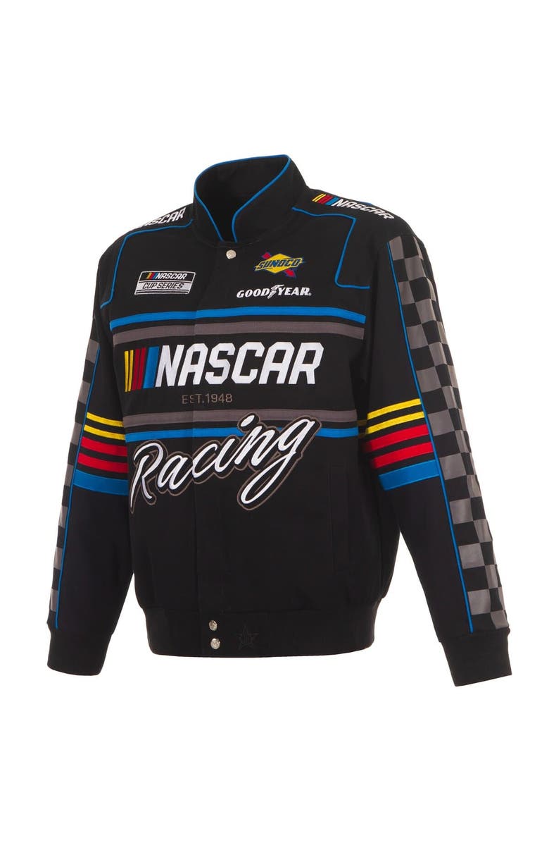 JH DESIGN Men's JH Design Black NASCAR  Full-Snap Twill Uniform Jacket, Alternate, color, Black