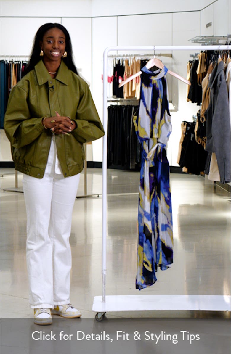 Mock Neck Chiffon Midi Dress, sales video thumbnail