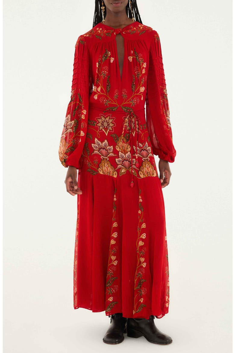Berry Garden Long Sleeve Maxi Dress, Main, color, RED