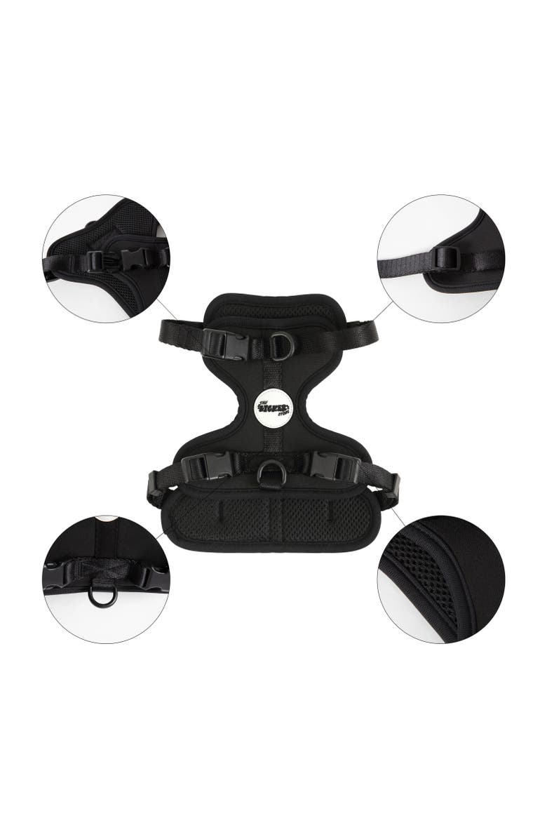 The Licker Store Arlo Adjustable Soft Padded No Pull Pet Harness with 3 Buckles and 3 Leash Clips, Alternate, color, Black