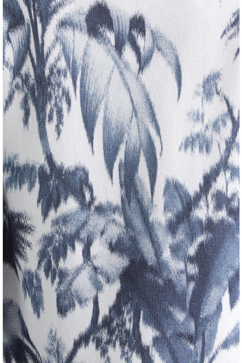 Print Palm Leaf Cotton Blend Cardigan, Alternate, color, NAVY/ WHITE