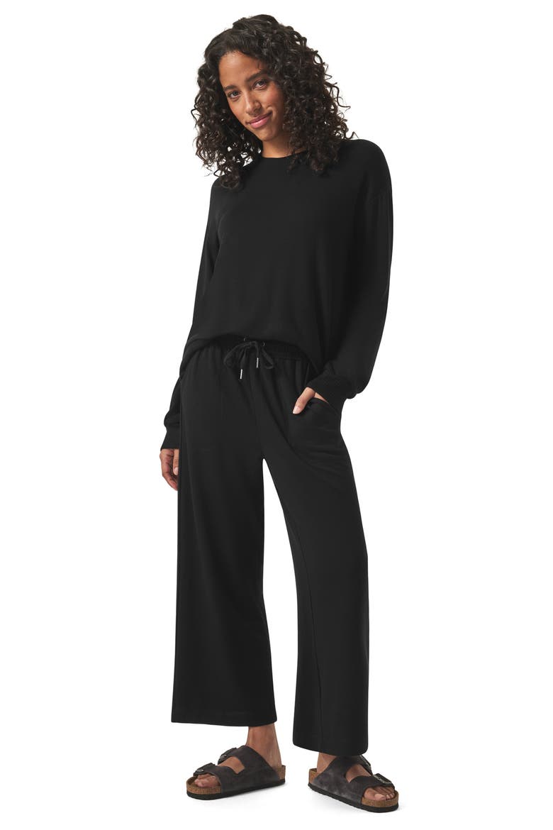 Supersoft Crop Wide Leg Pants, Alternate, color, BLACK