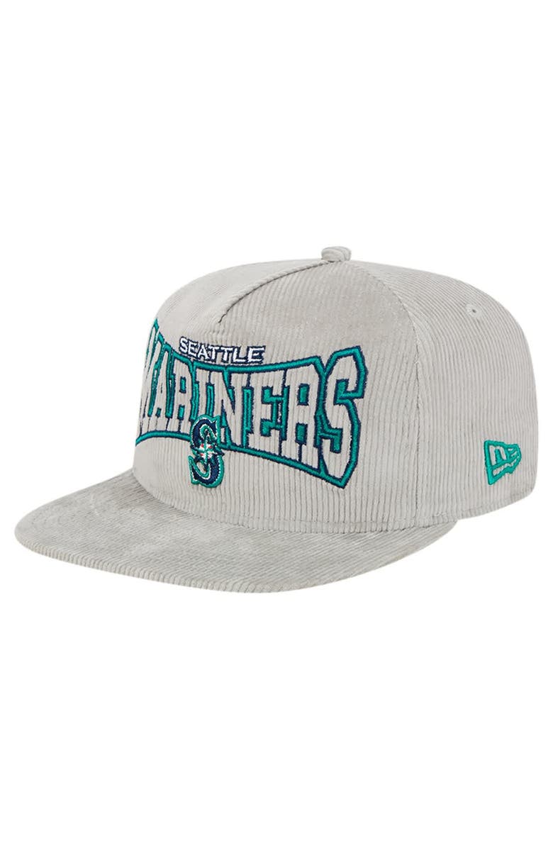 New Era Men's New Era Gray Seattle Mariners Corduroy Golfer Snapback Hat, Main, color, 