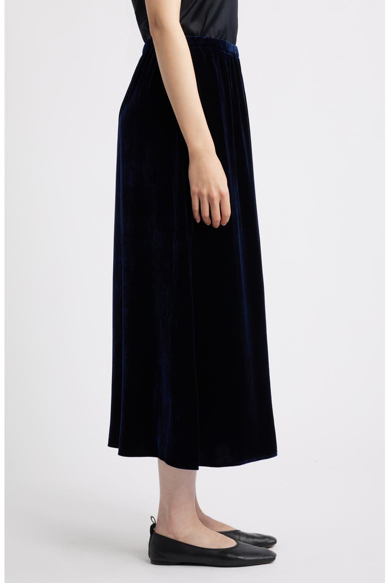 Velvet Midi A-Line Skirt, Alternate, color, INK