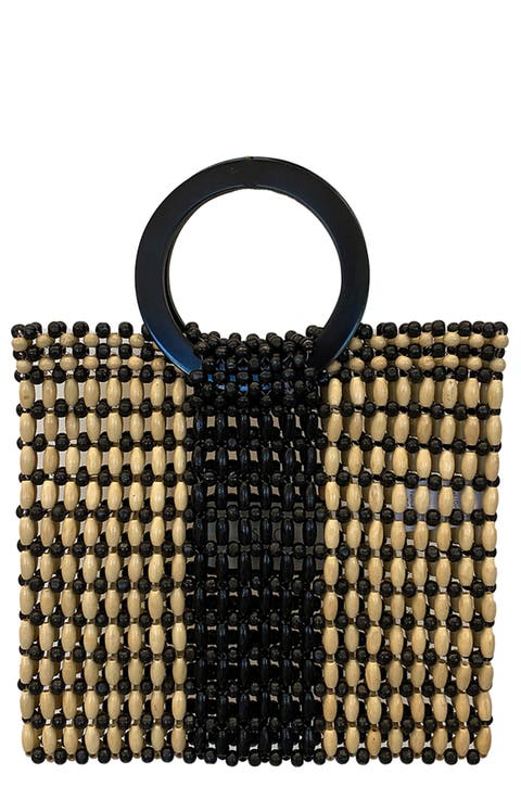 Rocky Wood Beaded Handbag