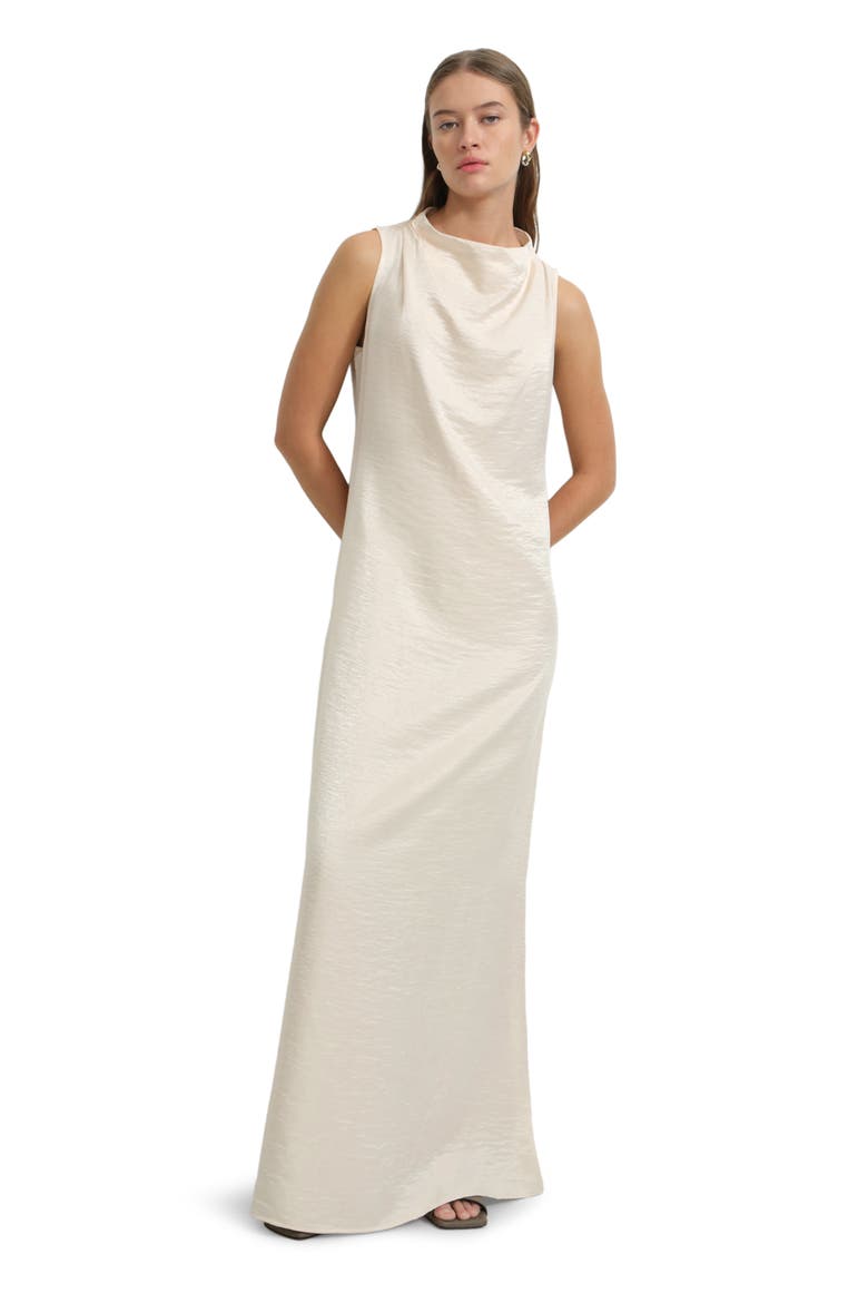 Senna Funnel Neck Gown, Alternate, color, PEARL