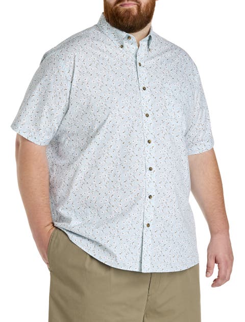 Big & Tall Easy-Care Floral Print Sport Shirt