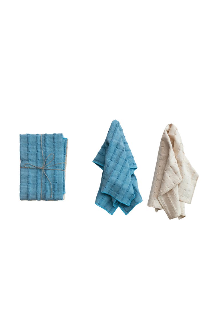 Cotton Dobby Tea Towels, Set of 2, Main, color, Blue