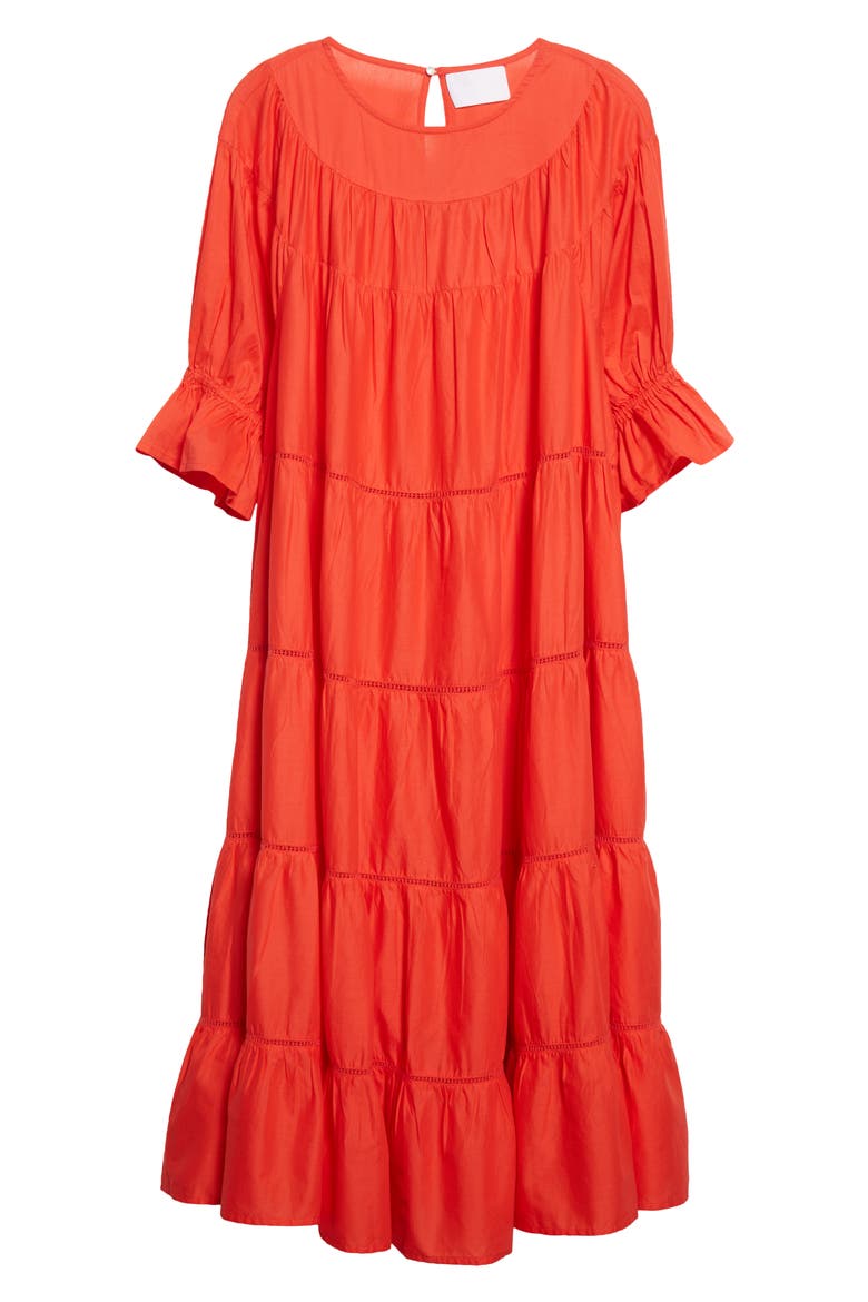 Paradis Open Tier Cotton Dress (Nordstrom Exclusive), Alternate, color, POPPY