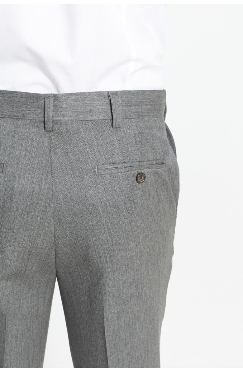 Berle Self Sizer Waist Flat Front Classic Fit Wool Gabardine Trousers, Alternate, color, Black