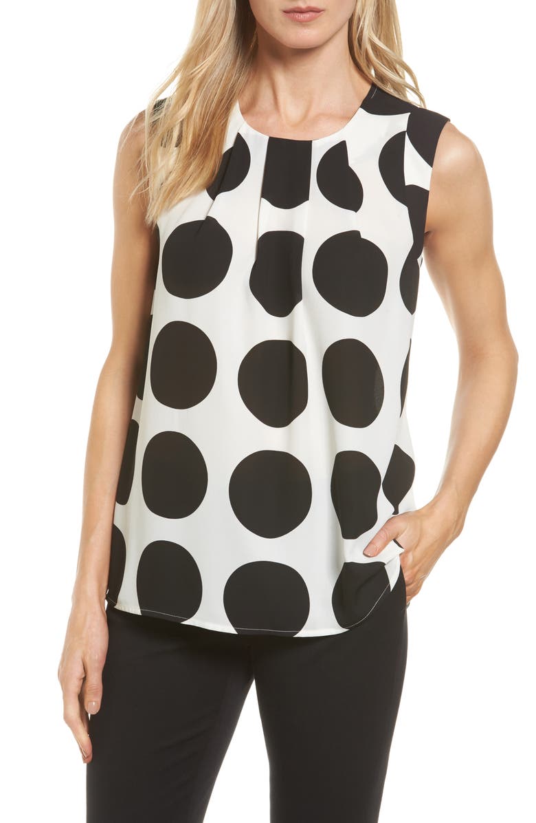 Vince Camuto Pleat Polka Dot Blouse, Main, color, 