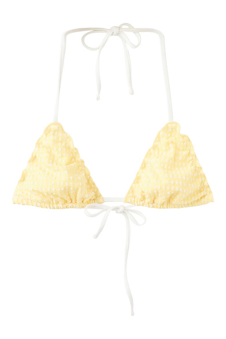 Gingham Scalloped Triangle Bikini Top, Main, color, YELLOW