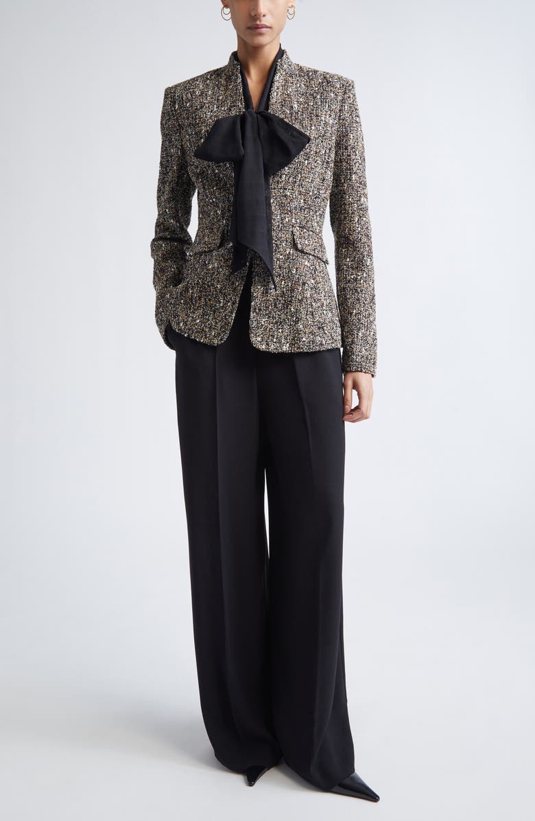 ST. JOHN Satin Back Crepe Wide Leg Pants, Alternate, color, Black