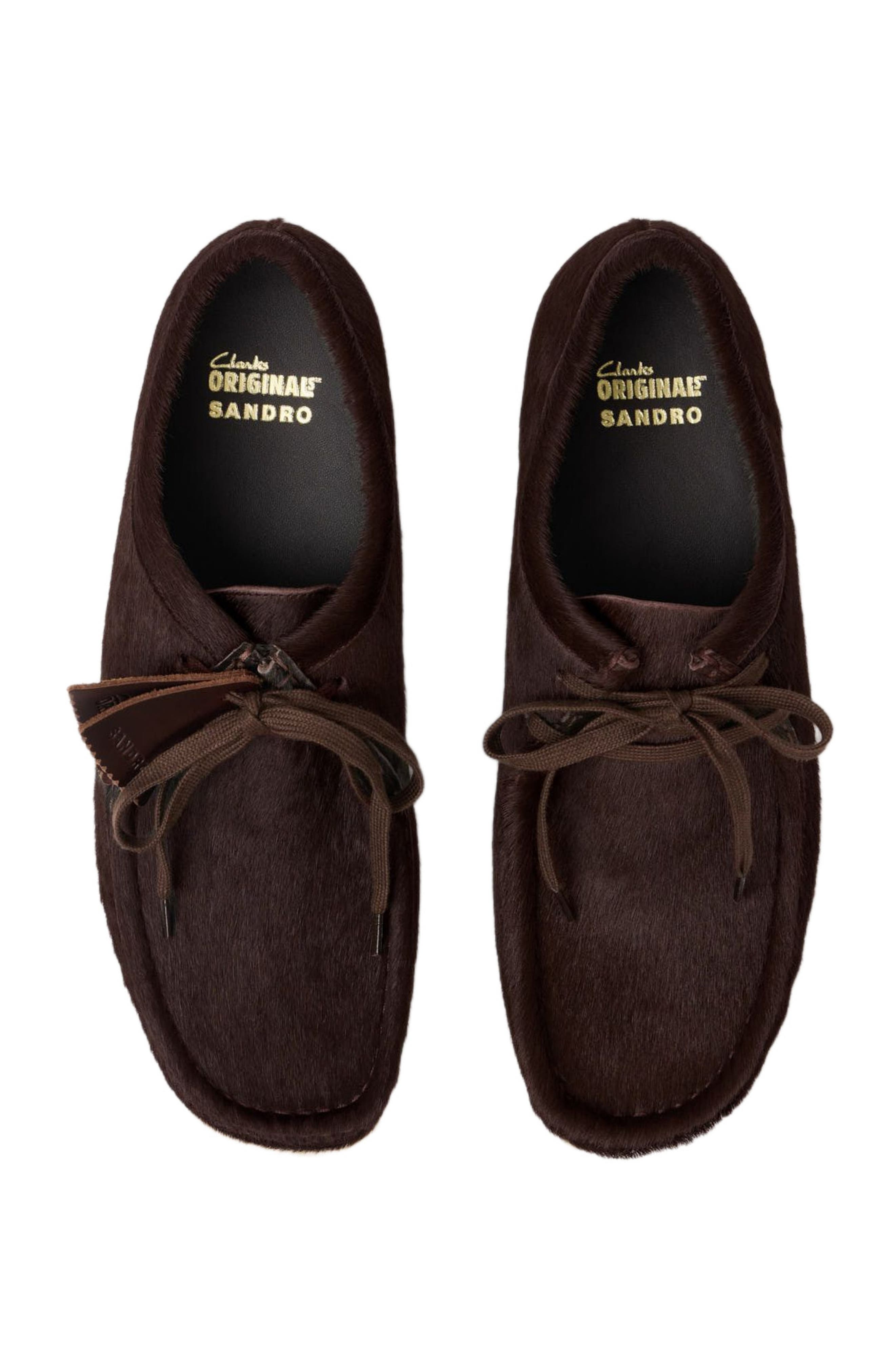 SANDRO Pony-hair effect Wallabee Derbies, Alternate, color, Chocolate