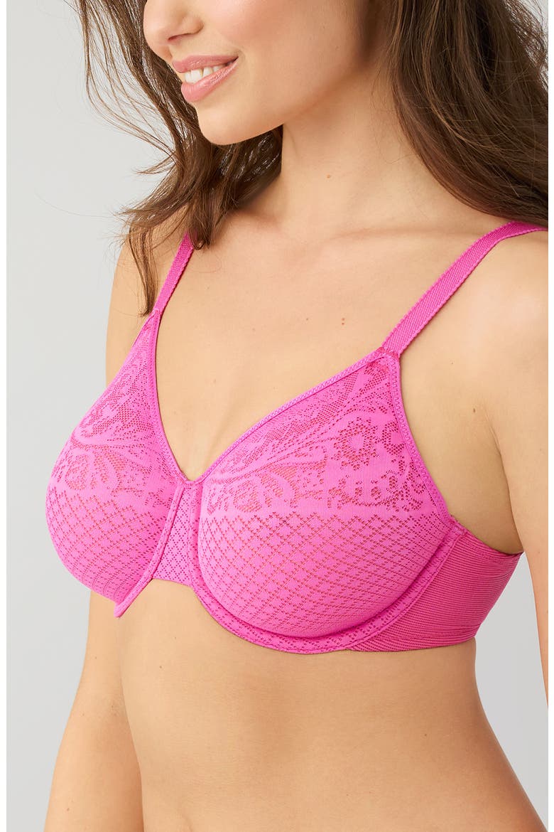 Visual Effects Underwire Minimizer Bra, Alternate, color, WILD AZALE