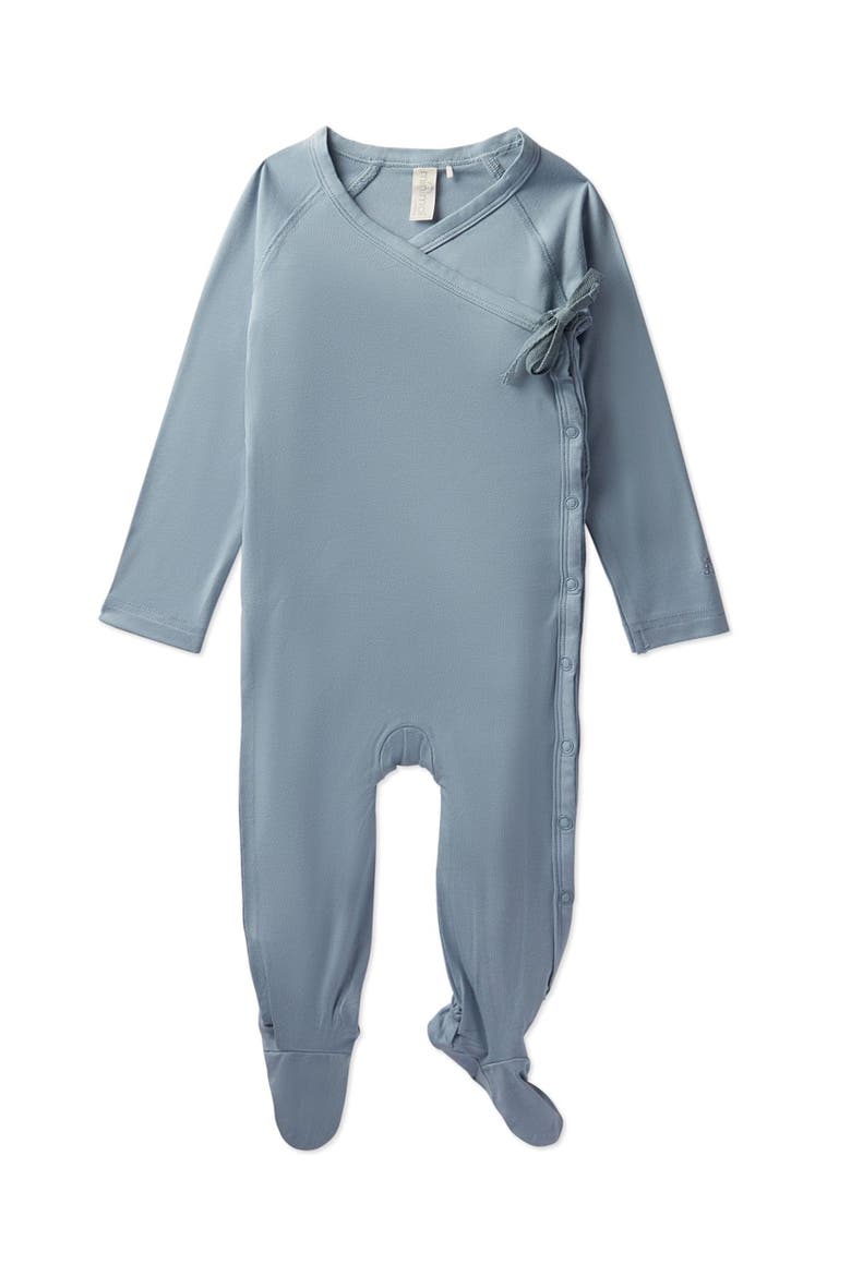Crossover-Neckline Stretch Modal Footie, Main, color, Blue Frost