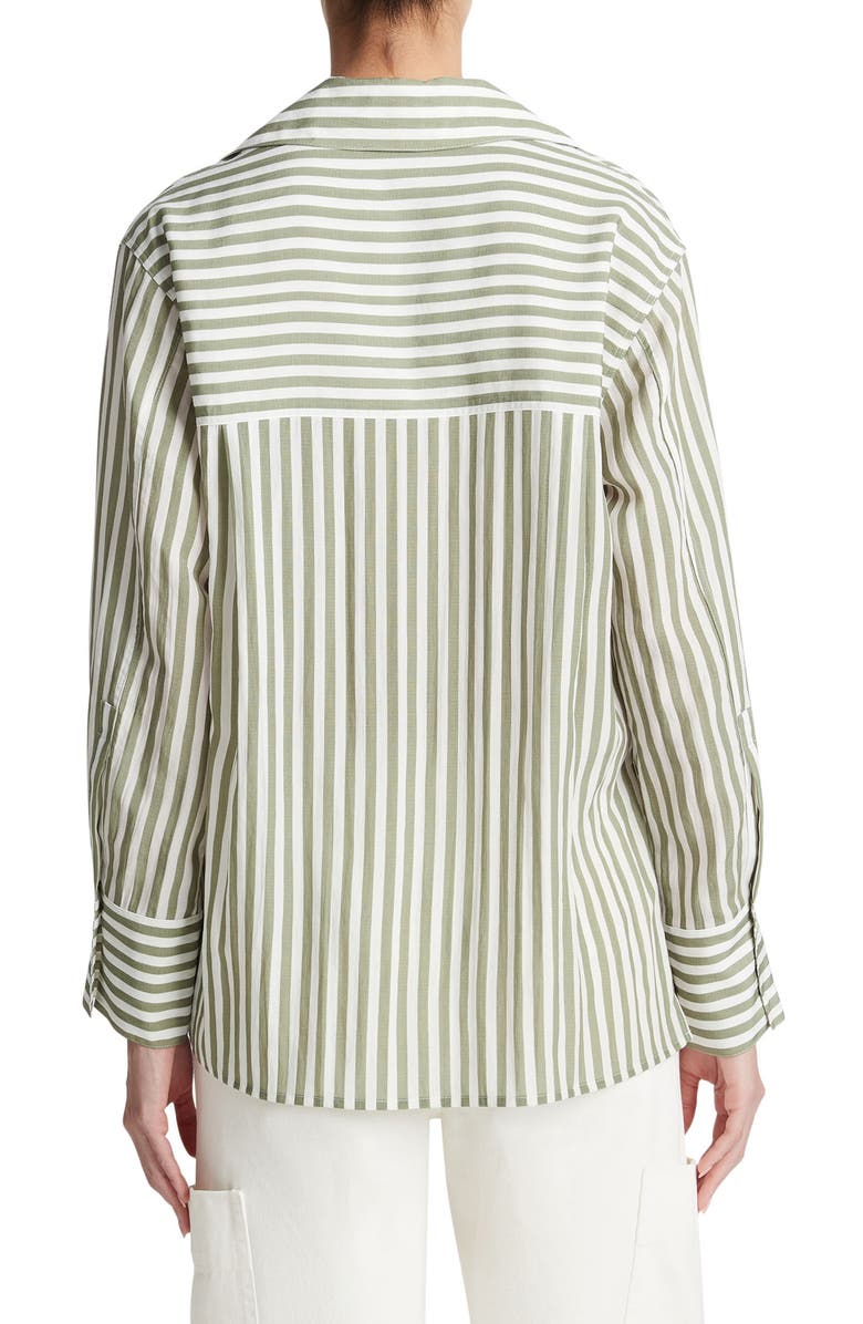 Vince Coastal Stripe Long Sleeve Shirt, Alternate, color, Sea Fern/ Optic White