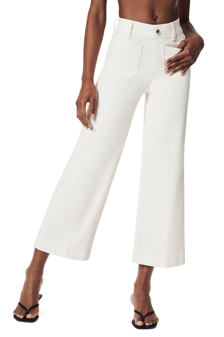 Patch Pocket Pull-On High Waist Ankle Wide Leg Jeans, Main, color, ECRU WASH