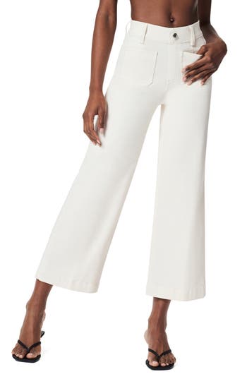 Spanx ® Patch Pocket Pull-on High Waist Ankle Wide Leg Jeans In Sand