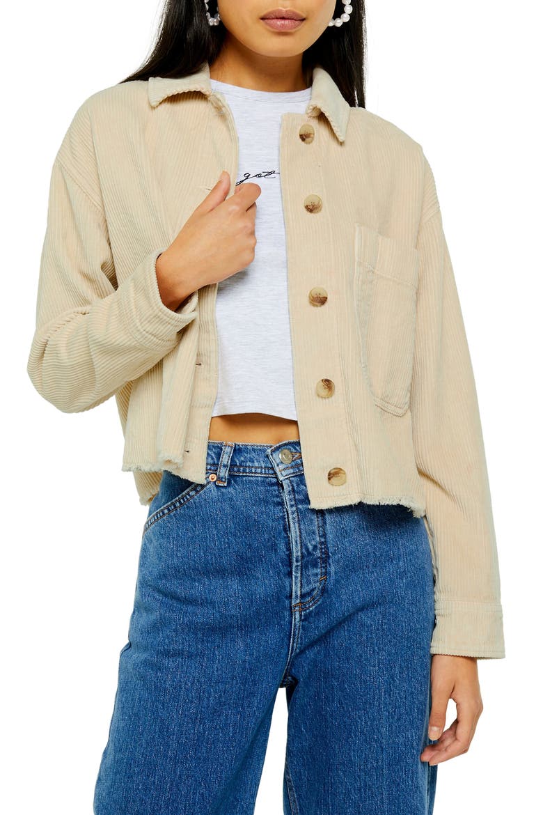 Raw Hem Corduroy Jacket, Main, color, CREAM