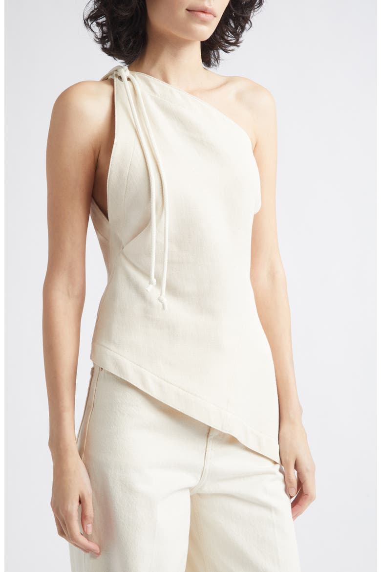 One-Shoulder Cotton Top, Alternate, color, MUSLIN