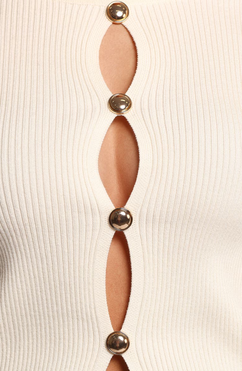 Petal & Pup Rosienna Ribbed Button Front Sweater, Alternate, color, Cream