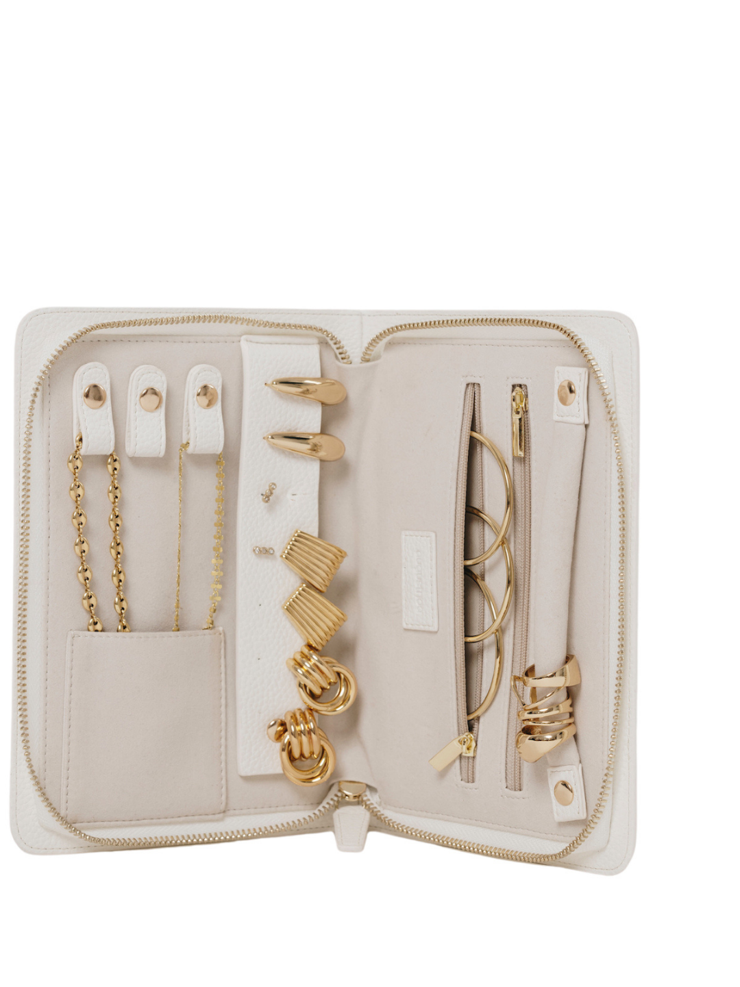 AUGUSTNOA Travel Jewelry Organizer, Main, color, White