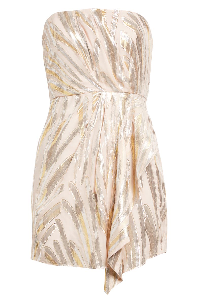 Ramy Brook Mayrice Strapless Cascade Detail Silk Blend Dress, Alternate, color, 