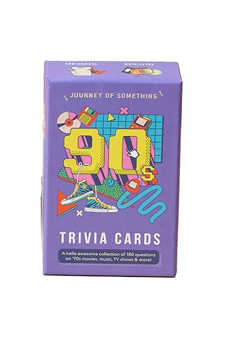 90's Trivia Cards, Party Card Game, 180 Cool Questions, Alternate, color, Multicolored