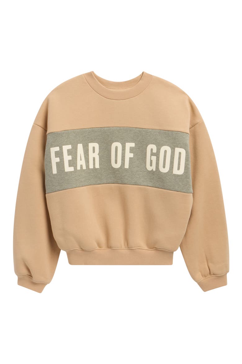 Kids' Logo Panel Sweatshirt, Main, color, GINGER/ SEAL HEATHER