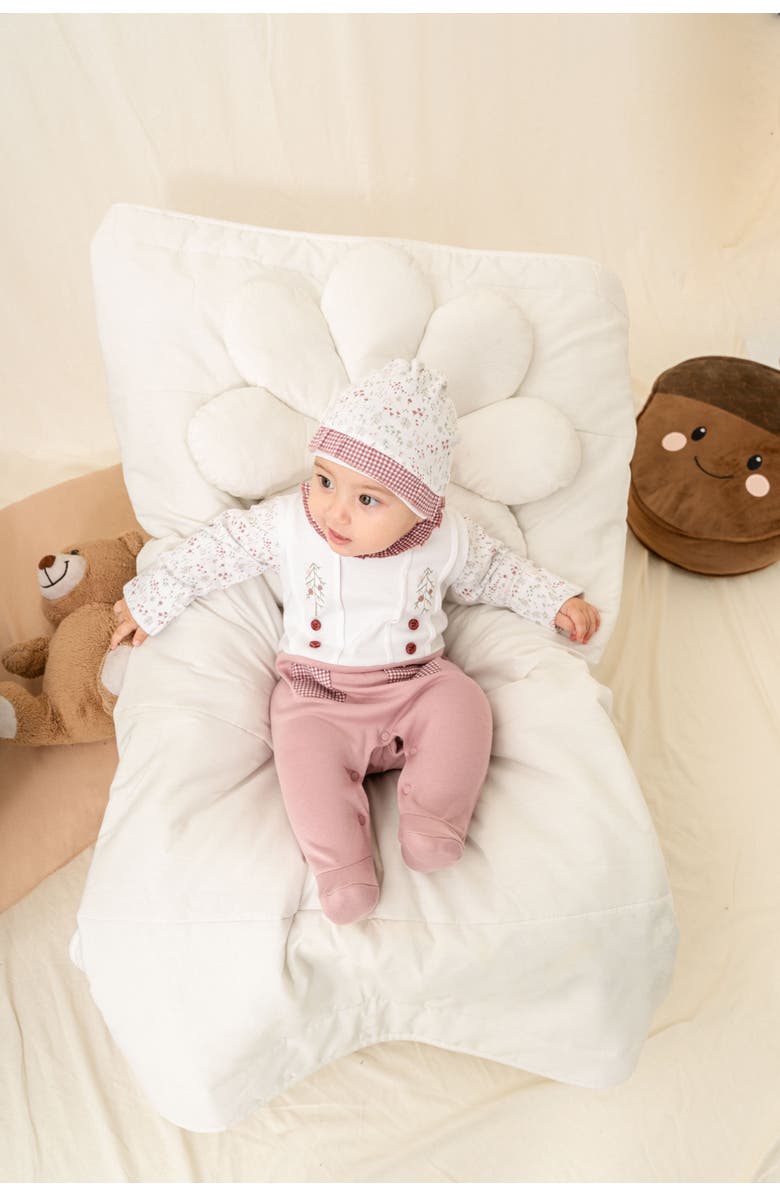 moi noi Gingham Flower One-Piece Set, Alternate, color, Pink