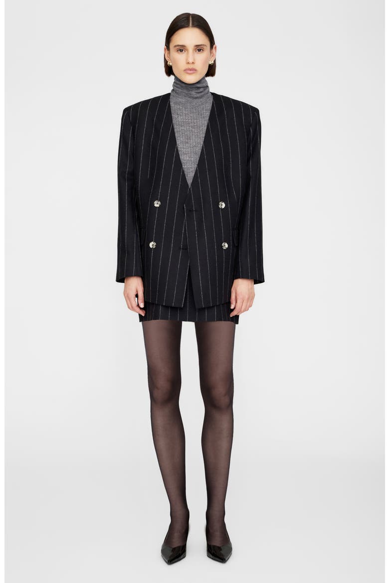 Tierra Pinstripe Wool Blend Miniskirt, Alternate, color, DARK GREY PINSTRIPE