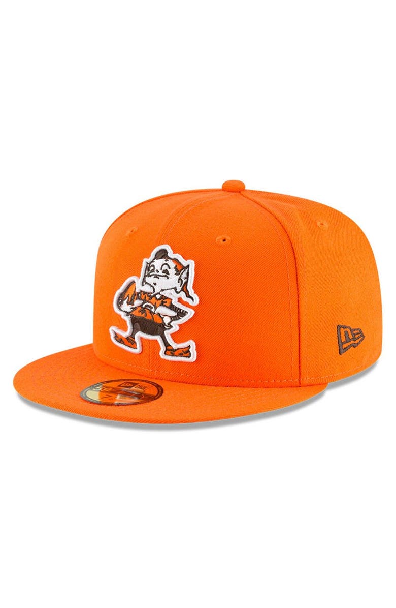 New Era Men's New Era Orange Cleveland Browns Omaha  Brownie The Elf Throwback 59FIFTY Fitted Hat, Main, color, 
