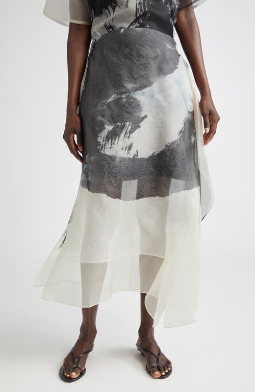 Jason Wu Collection Sheer Asymmetric Handkerchief Hem Silk Organza Midi Skirt