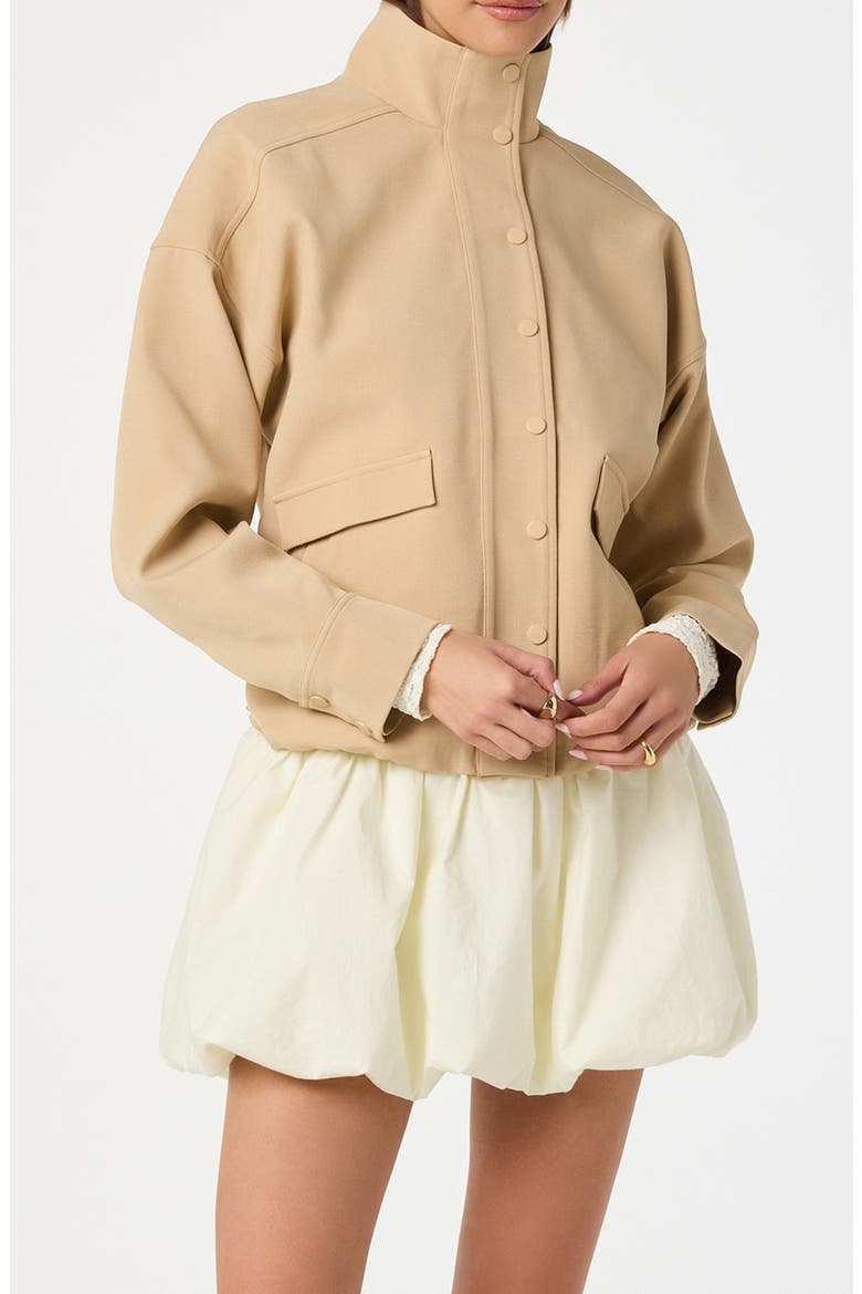 Funnel Neck Bomber Jacket, Main, color, TAN