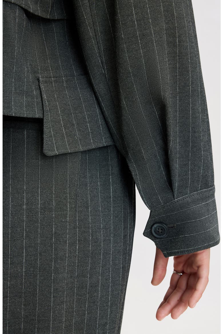Pinstriped Draped Jacket, Alternate, color, GREY PINSTRIPE