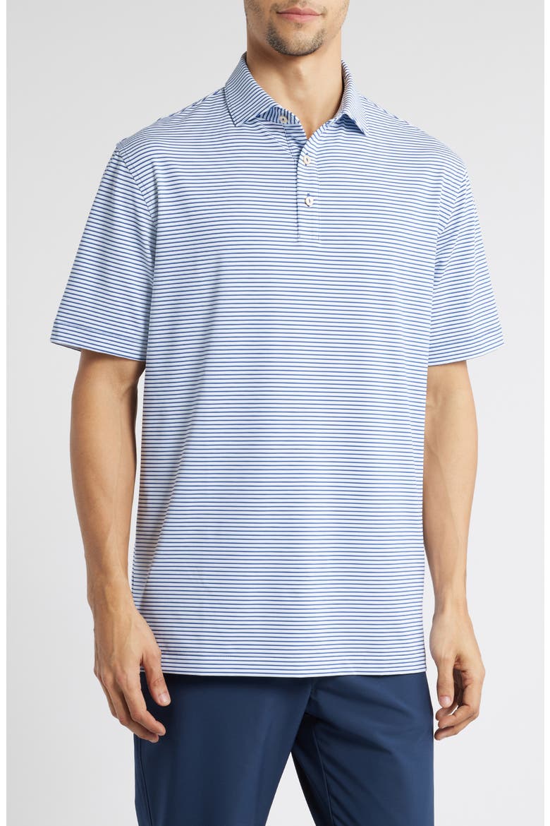 Linden Stripe Performance Jersey Polo, Main, color, SPORT NAVY