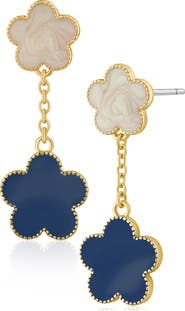 JARDIN Enamel Double Flower Drop Earrings