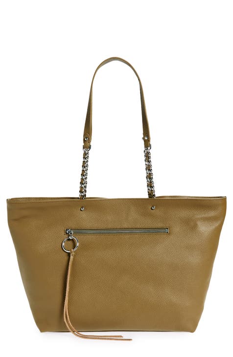 Chain Leather Zip Tote