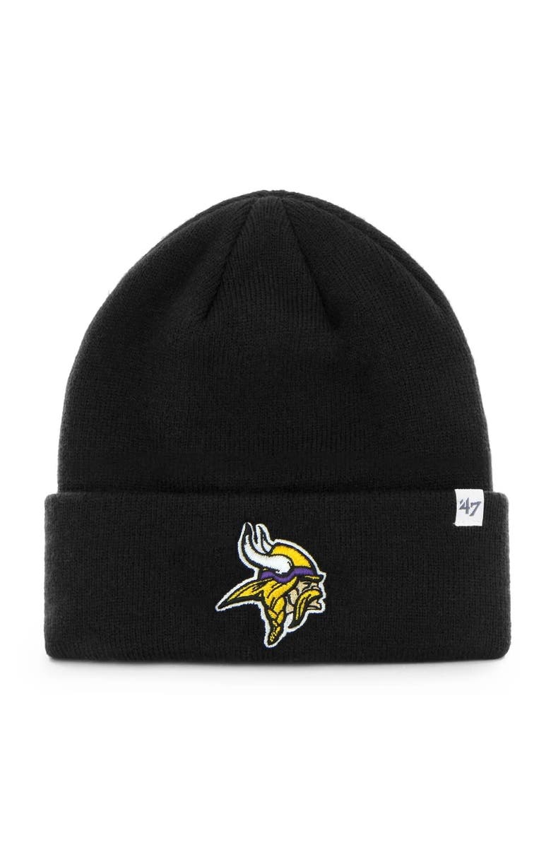 '47 Men's '47 Black Minnesota Vikings Secondary Basic Cuffed Knit Hat, Main, color, Black