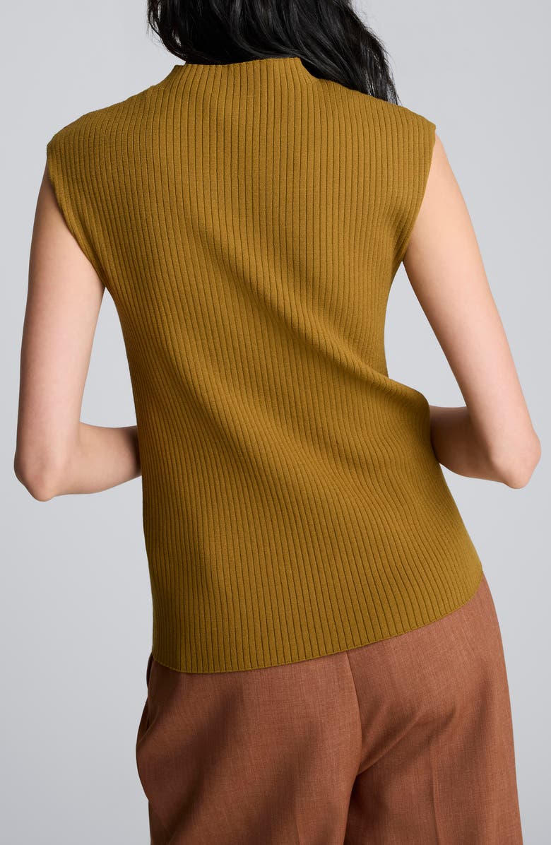 Kenneth Cole Mock Neck Chevron Rib Sweater Tank, Alternate, color, Dark Moss