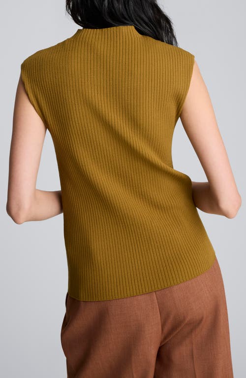 Kenneth Cole Large Chevron Stitch Sleeveless Mock Neck Sweater In Brown