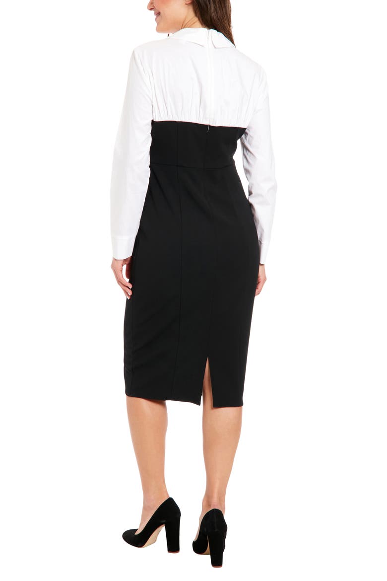 Long Sleeve Twofer Scuba Sheath Dress, Alternate, color, BLACK