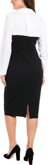Long Sleeve Twofer Polo Sweater Dress