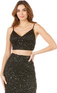 LARA New York Spaghetti Strap Beaded Top