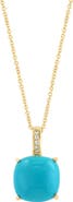 EFFY 14K Yellow Gold Diamond & Turquoise Pendant Necklace